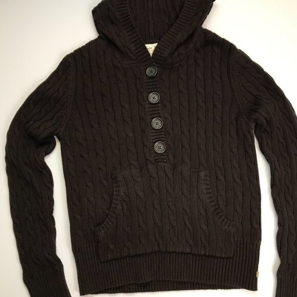 POLO JEANS 1967 RALPH LAUREN BROWN XL BUTTON Cardigan Hooded Sweater - Picture 4 of 9